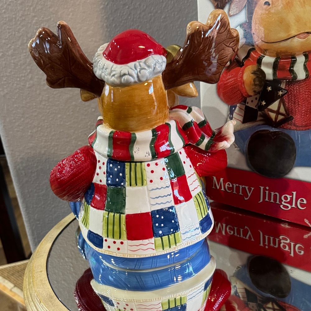 Fitz and Floyd Festive Moose Cookie Jar - Picture 7 of 8